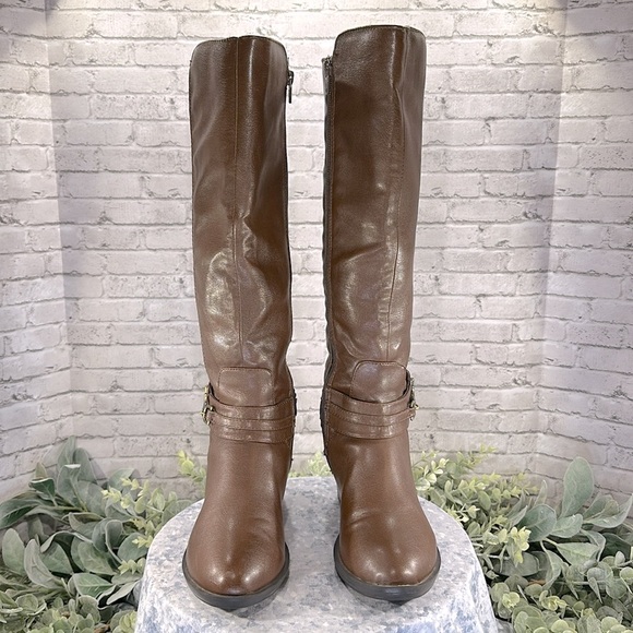 Merona Brown Knee High Horsebit Zip-up Fashion Riding Boots WMS 7M🤎GUC - Picture 2 of 16